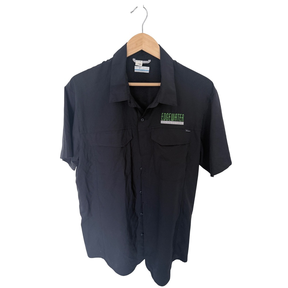 Columbia Mens PFG Short Sleeve Ripstop Shirt Black Edgewater Construction Size L